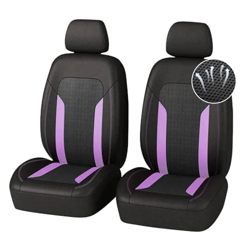 4PCS Cooling Car Seat Covers,Breathable Front Seat Covers with Mesh Construction and Foam Padding,Car Seat Protector to Reduce Back Sweating,Universal Car Interior for Car SUV (Purple)