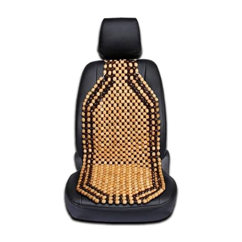 Zento Deals Wood Beaded Comfort Seat Cushion Seat Cover- Double Strung Ultra Comfort Massaging Car Seat Cushion for Car, Truck, or Office Chair