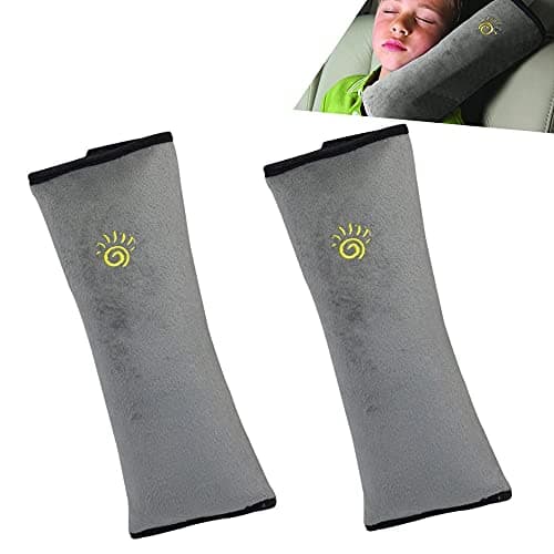 Gray Seat Belt Pillow for Kids 2PC, Seatbelt Pillow for Child Travel, Seat Belt Pillow for Toddler Head Protector, Shoulder Pad for Car Safety Seatbelt, Car Sleeping Seat Belt Pillow Support