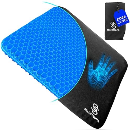 SelectSoma Double-Thick Gel Seat Cushion for Long Sitting Pressure Relief for Back, Sciatica, Coccyx, Tailbone Pain - Cushion for Office Chair, Wheelchair, Car & Truck, Patio Chairs - Egg Seat Pad