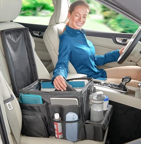 High Road Large CarHop Car Seat Organizer for the Front or Back Seat for Kids and Adults with Cup Holder Tray, Side Pockets and Cooler Compartment